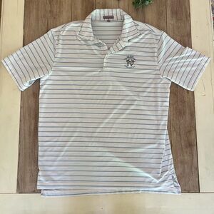 2014 Pinehurst US Open Peter Millar Summer Comfort White and Blue Striped Polo